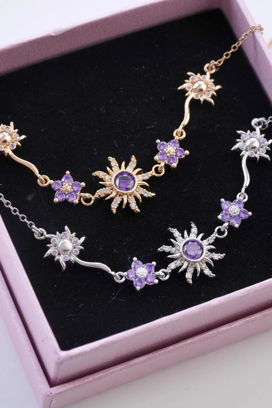 Princess Sun Necklace Sun Flower Necklace -Sun Necklace -Purple Necklace